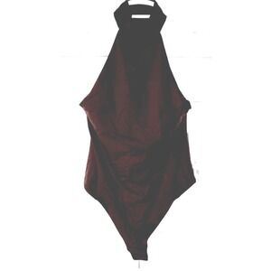 Lululemon Bodysuit SMALL Wundermost Ultra Soft Nulu Mock Neck Thong Brown NEW